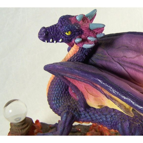 Summit Collection Purple Dragon Walking on Fire Figurine With Crystal Ball Resin - Picture 9 of 9